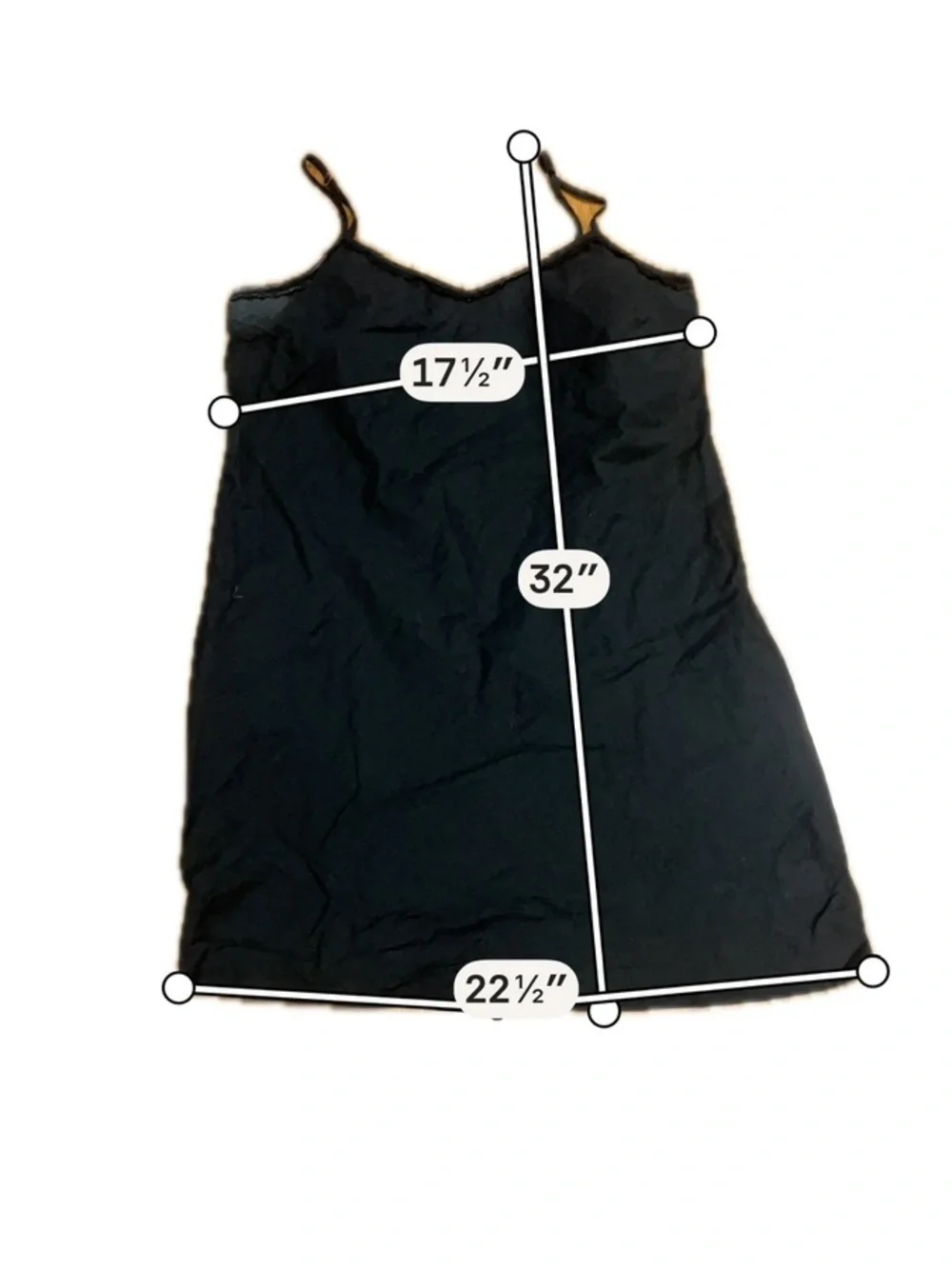 Black Adjustable Strap Slip Dress Full Slip Layering Piece Women's Small